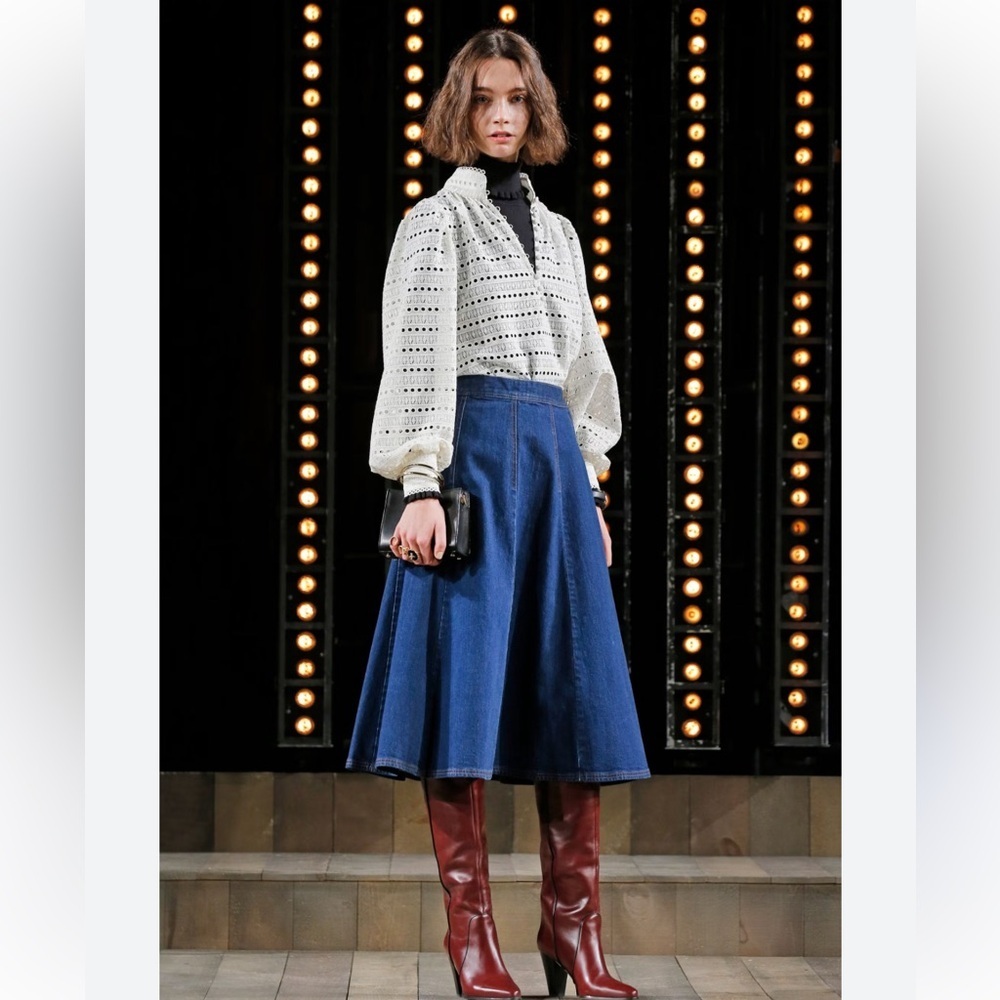 Kate Spade Broome Street Blue Midi Skirt